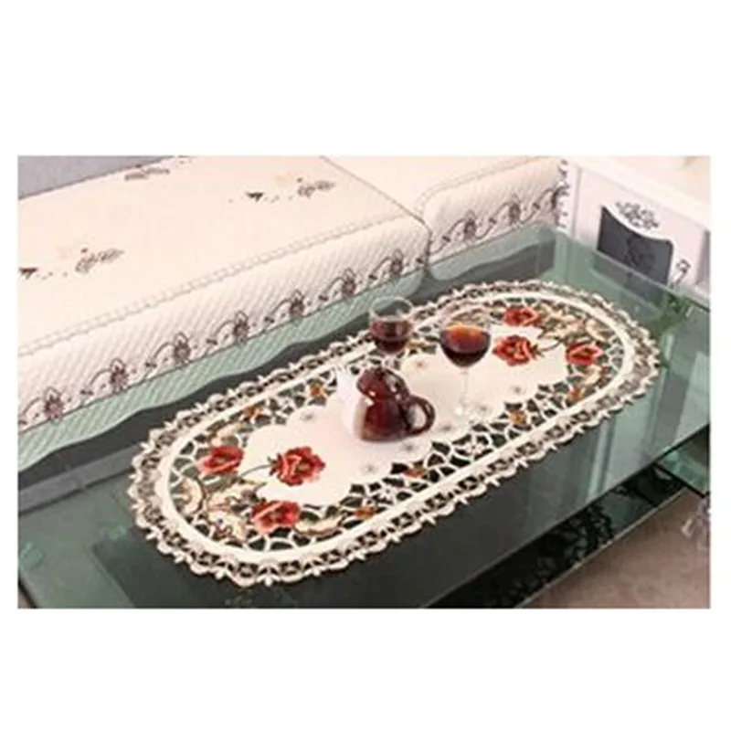 

Europe Embroidered Coffee Table Flag Table Runner Home Fabric TV Cabinet Tablecloth Dust Cover Lace Table Cloth Bed Runner