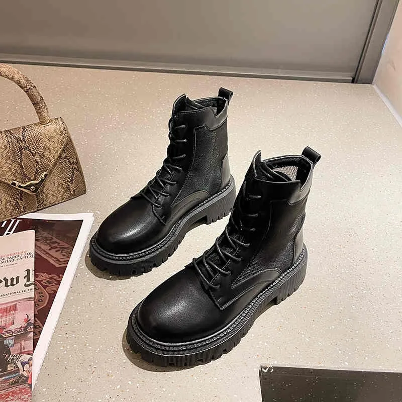 New autumn boots, women's shoes, women's fashion round head leather ankle boots, winter stretch black comfortable short boots