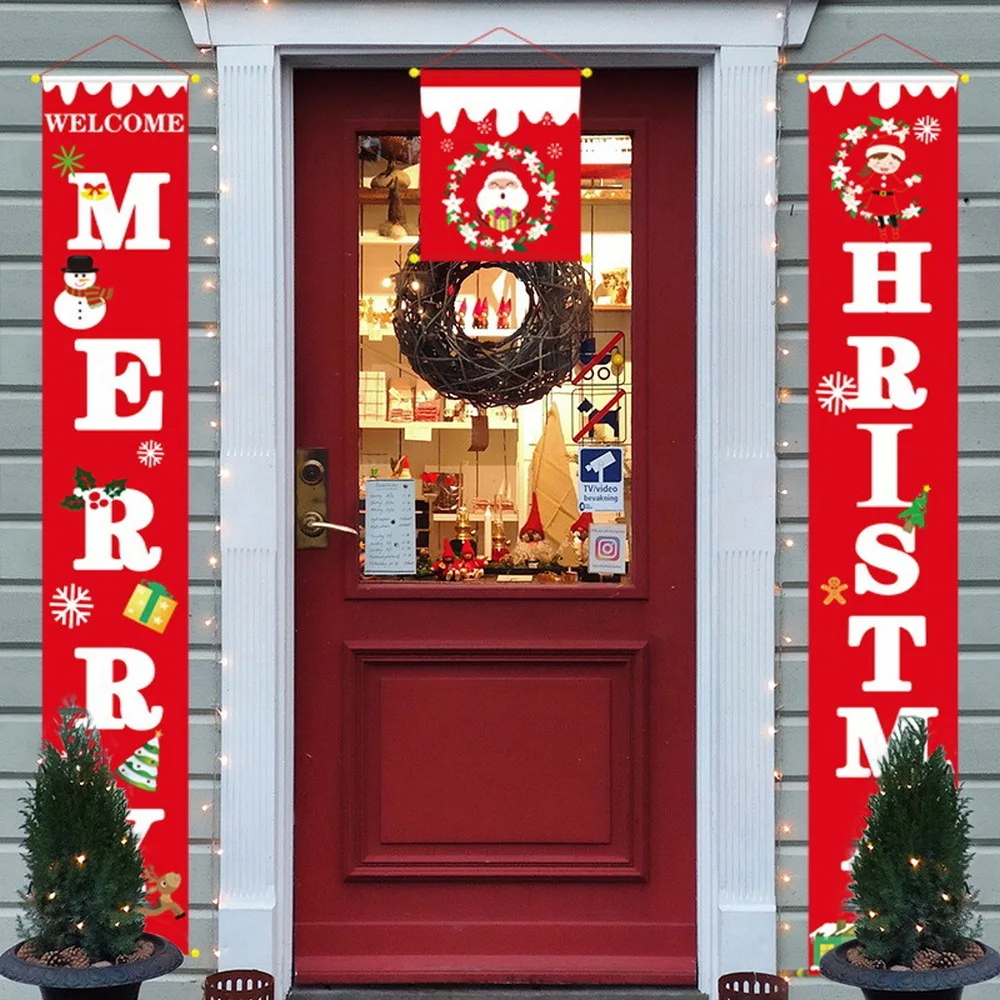 

Christmas Door Curtain Oxford Cloth Merry Christmas Decoration For Home Christmas Knight Curtain 150X25CM One Set Door Curtain