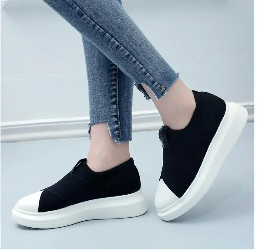 2021 ladies new hundred shoes flat shoes ladies thick bottom leisure hahalu Lefu shoes women's elastic cloth one pedal shell sin