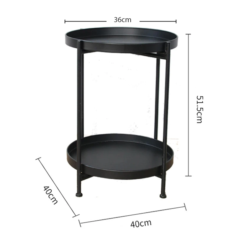 Black Промышленный Стиль Круглый двухслойный складной ручной работы съемный Ретро чай журнальный столик для гостиной - Цвет: Black