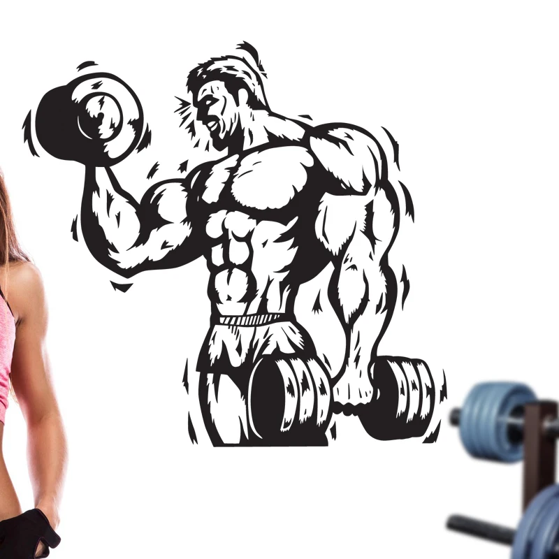 Фитнес наклейка для тренажерного зала гантели Стикеры бодибилдинга виниловые