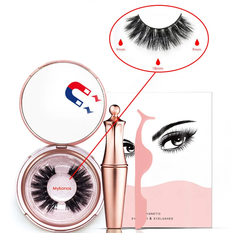 Mykonos Liquid Magnetic Eyeliner Set And Magnetic False Eyelashes Tweezer Magnetic Eyeliner Waterproof Long Lasting Eyeliner Eyelashes - Цвет: Mykonos