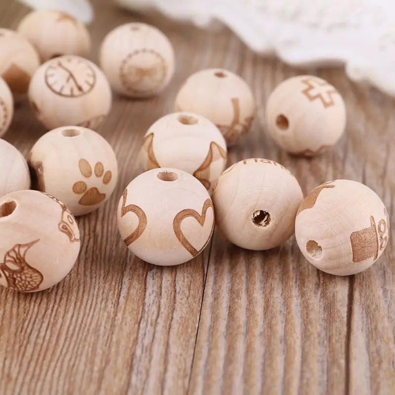 

20pcs Natural Wooden Round Unpainted Ball Spacer Beads 20mm for Bracelet DIY Craft Jewelry Making