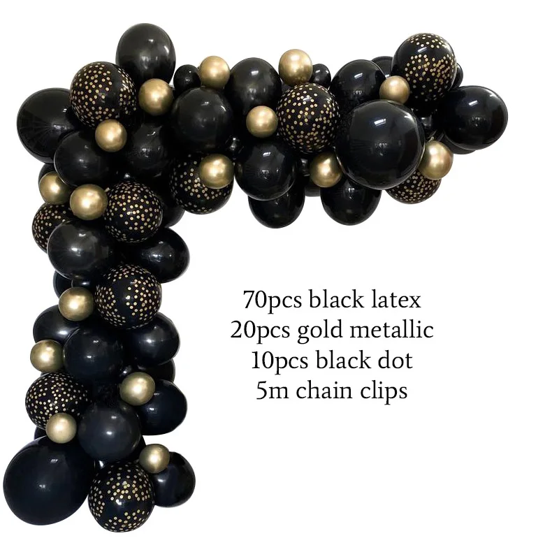 Шары воздушные из латекса 30 конфетти золотистые/черные|Воздушные шары и