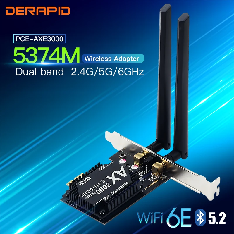 Беспроводной двухдиапазонный 3000 Мбит/с WiFi 6E Intel AX210 Bluetooth 5 2 PCIe Настольный