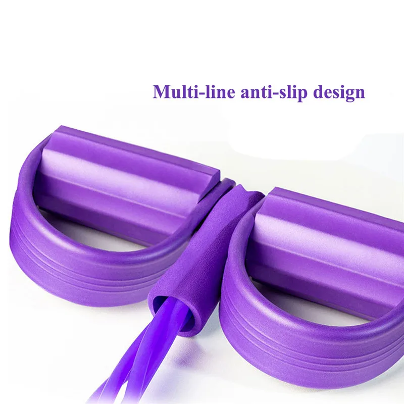 4 Tubes Strong Fitness Yoga Resistance Bands Latex Pedal Sit- Up Yoga Fitness Gear Leg Pull Pedal Healthy Exerciser Tools images - 6