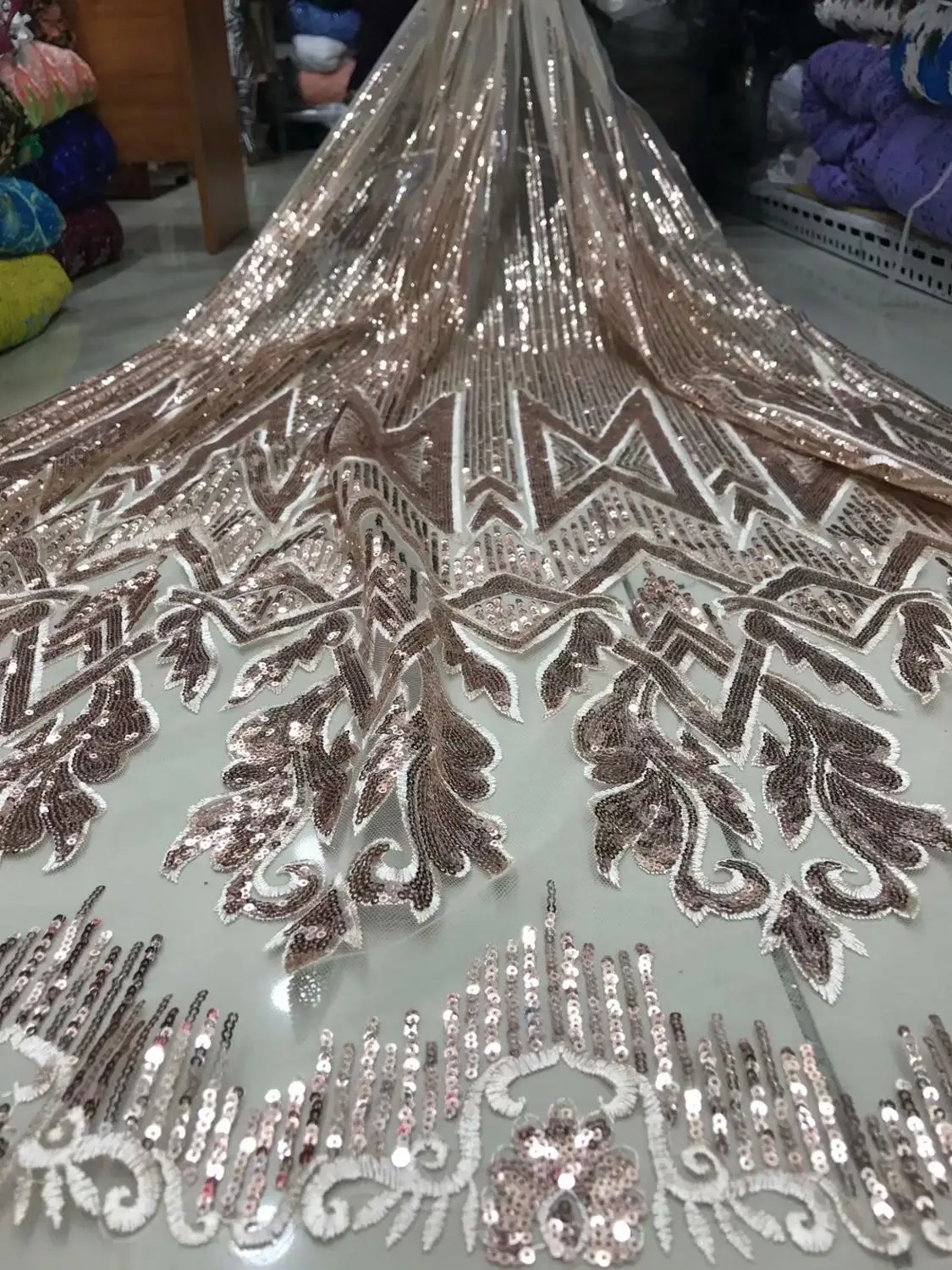 New style cheap Beaded Sequin embroidered French lace dress fabric high quality purple Nigerian Tulle FJY112 | Дом и сад