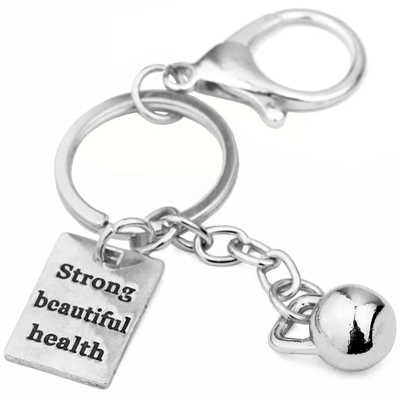 Kettle Bell Keychain Men CrossFit Bodybuilding Strong Beautiful Health Charm Car Bag Key Ring Hippie Motivational Jewelry | Украшения и