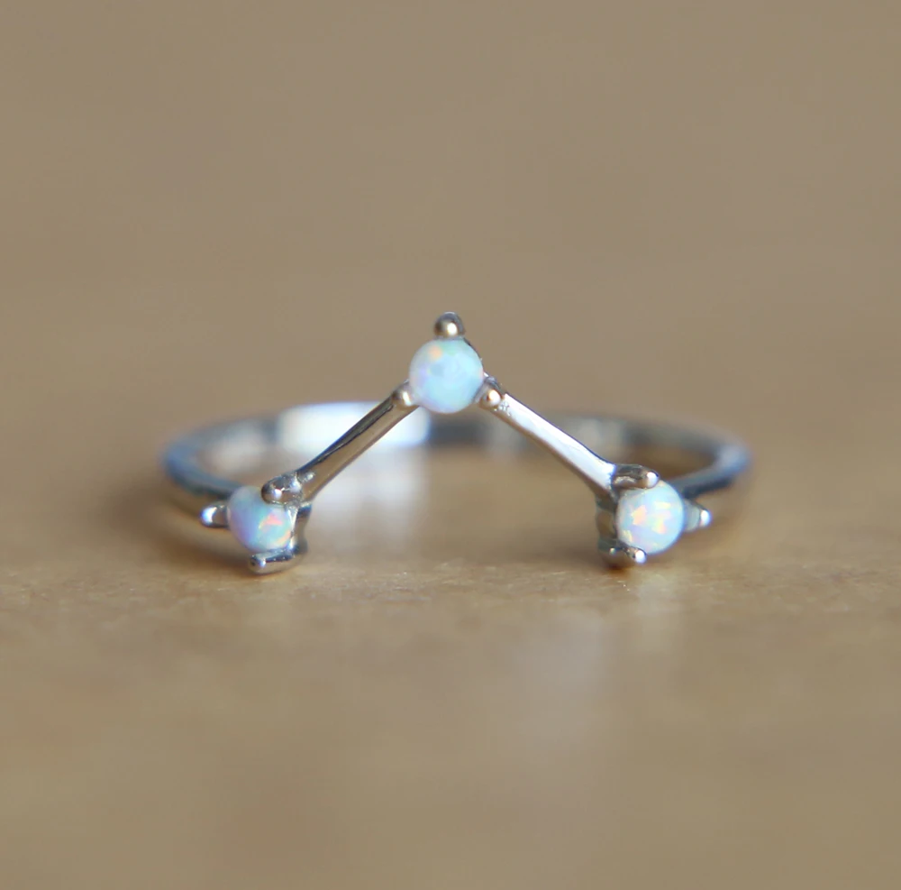 Оригинал 925 пробы серебро элегантный изящный 3 белый огненный опал 2 5 мм камень