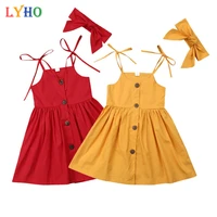 summer suspender princess dress headband 2pcs toddler girls clothes baby outfits kids party dresses sleeveless