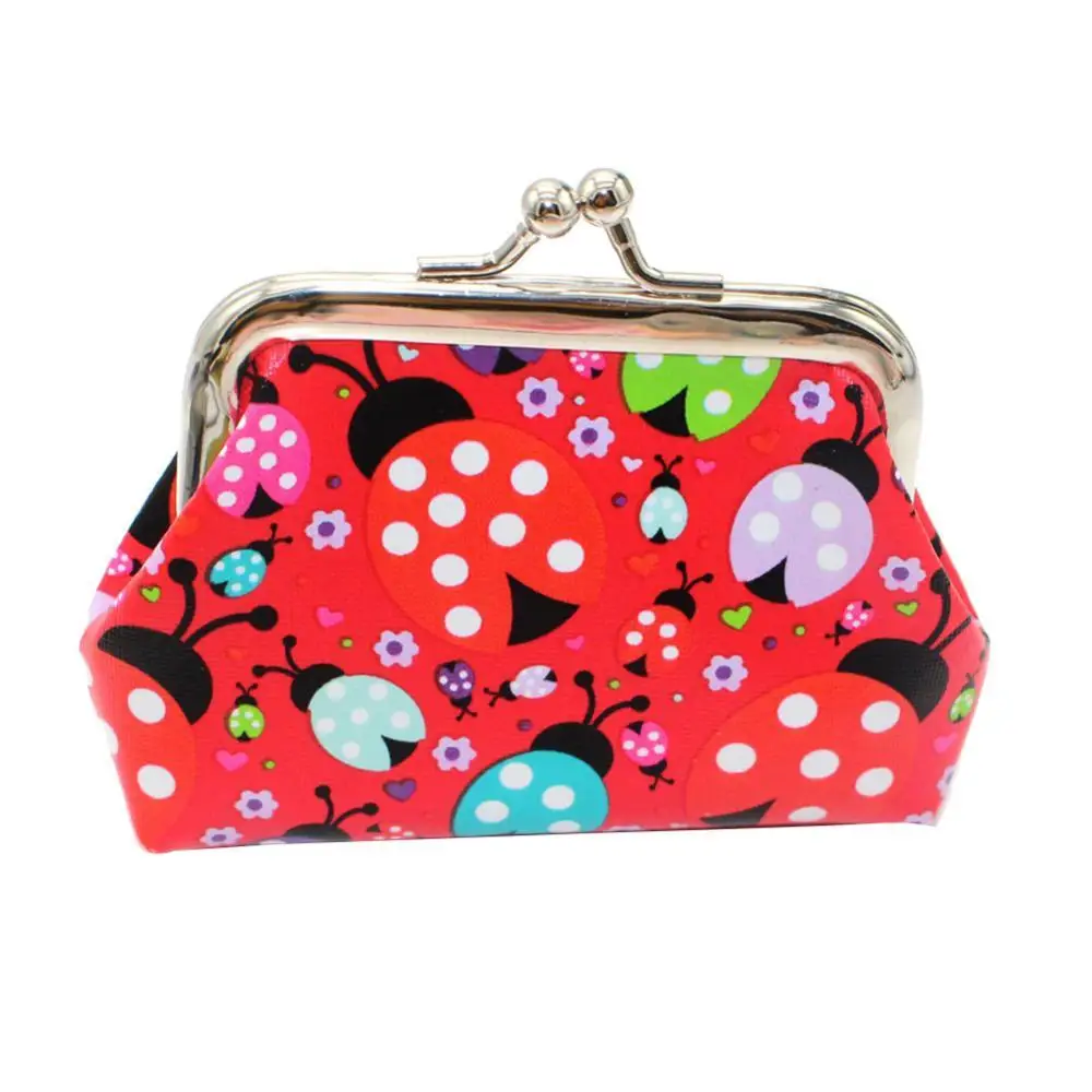 

Красочный компактный милый кошелек из искусственной кожи с божьей коровкой, кошелек, сумка для хранения, держатель для карт
