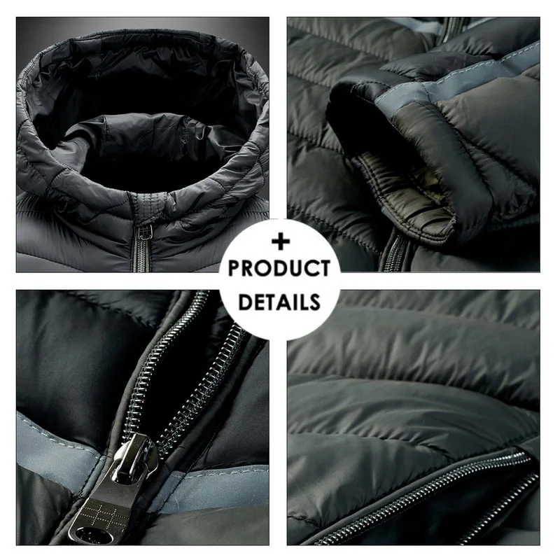 Теплые зимние парки с капюшоном мужская куртка контрастного цвета Повседневная