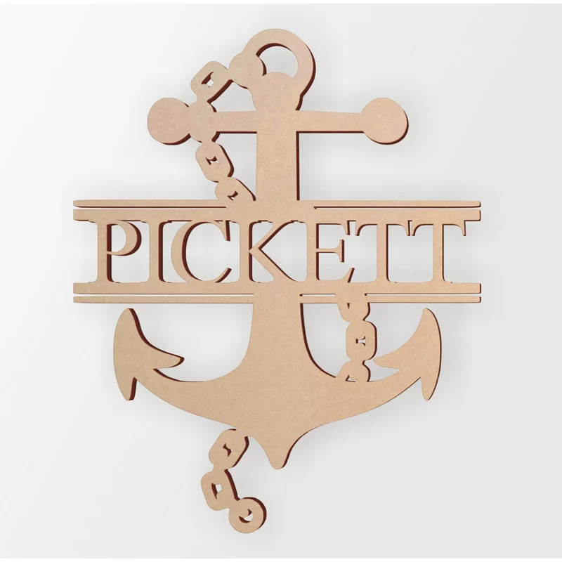 Персонализированный Деревянный якорь и цепь знак с названием семьи деревянный