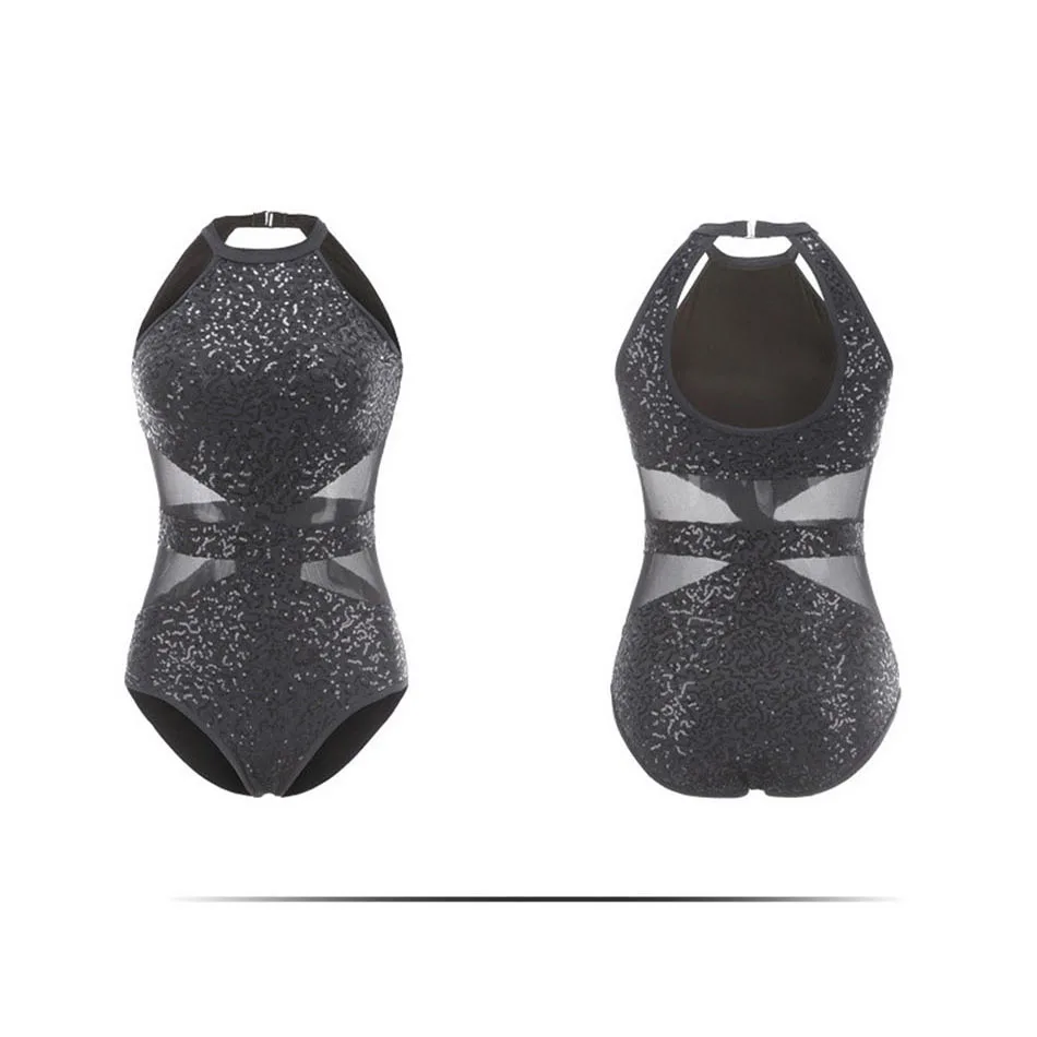 Блестящее балетное платье без рукавов с блестками для детей выступлений