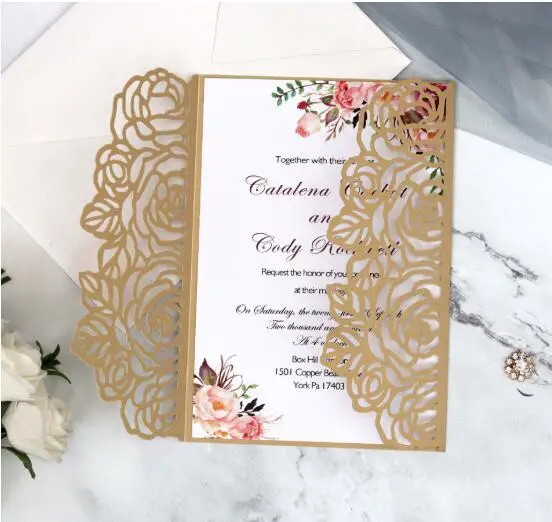 1X элегантная ажурная кружевная открытка с лазерной резкой для свадебного