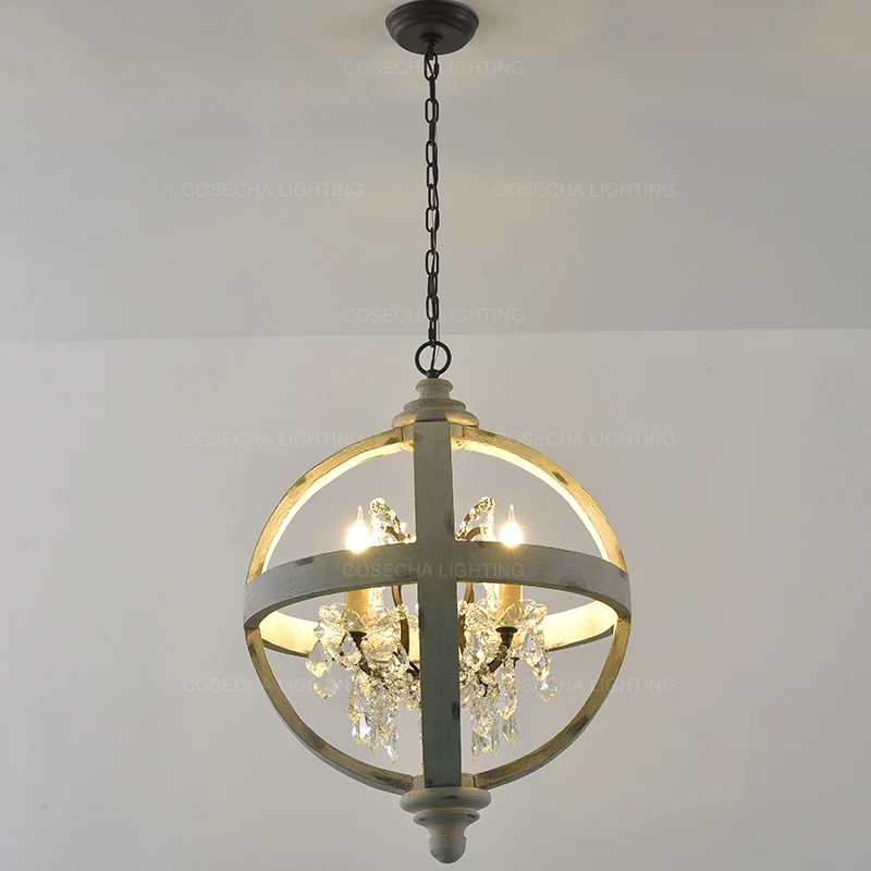 Прозрачные хрустальные люстры K9 деревянный глобус подвесной светильник для