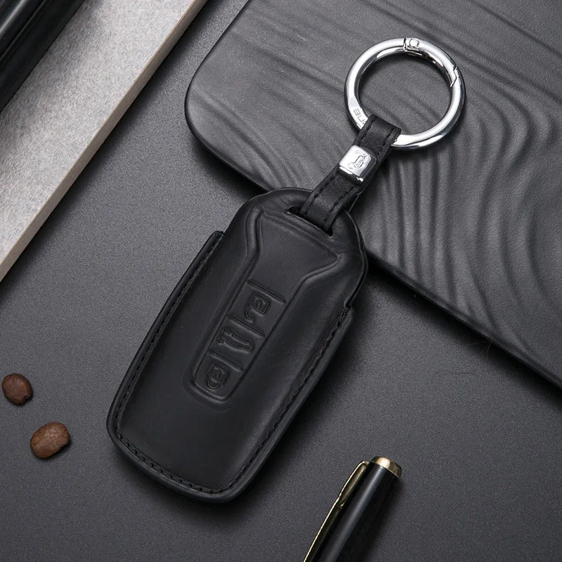 Top Layer 3D Leather Key Cover for Volkswagen Vw Touareg 2020 2019 2018 Car Key Bag/case Wallet Holder Key Chains