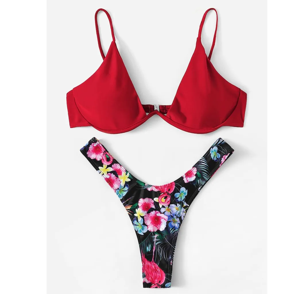 Женский комплект бикини 2021 топ купальник с пуш ап подкладкой низом и завышенной