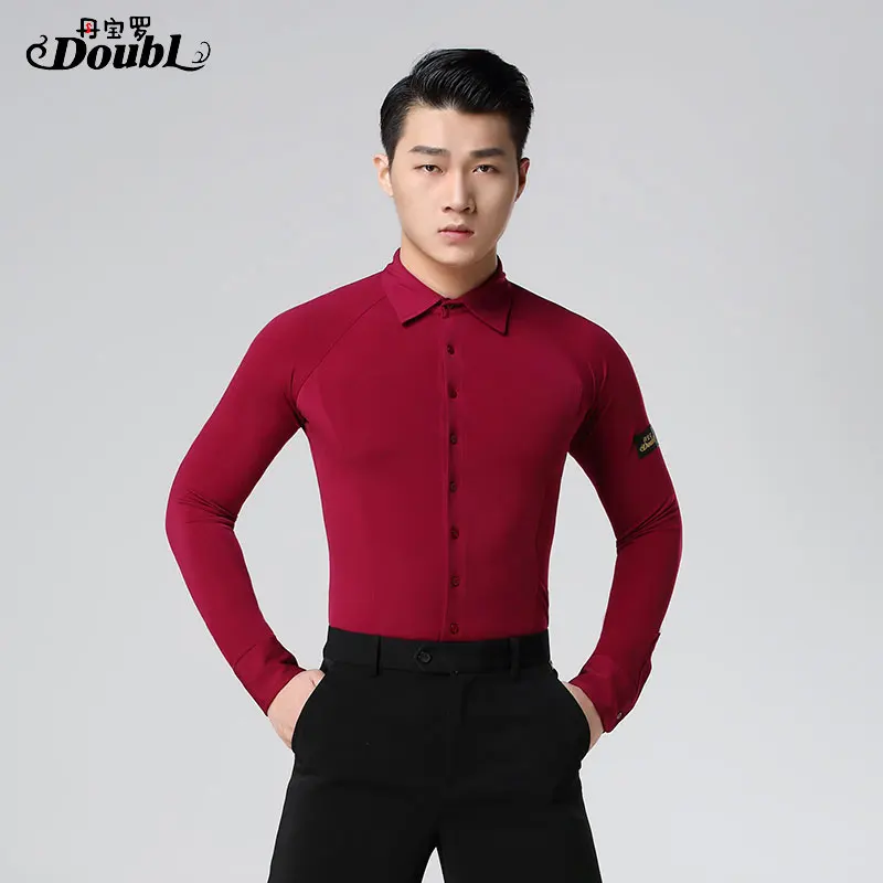 Мужская рубашка для бальных танцев белая классическая с пуговицами одежда