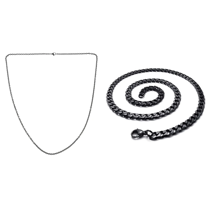 

Цепочка мужская из нержавеющей стали с круглыми звеньями, ширина-65 см, ширина-3,5 мм, длина-60 см, 2 шт.