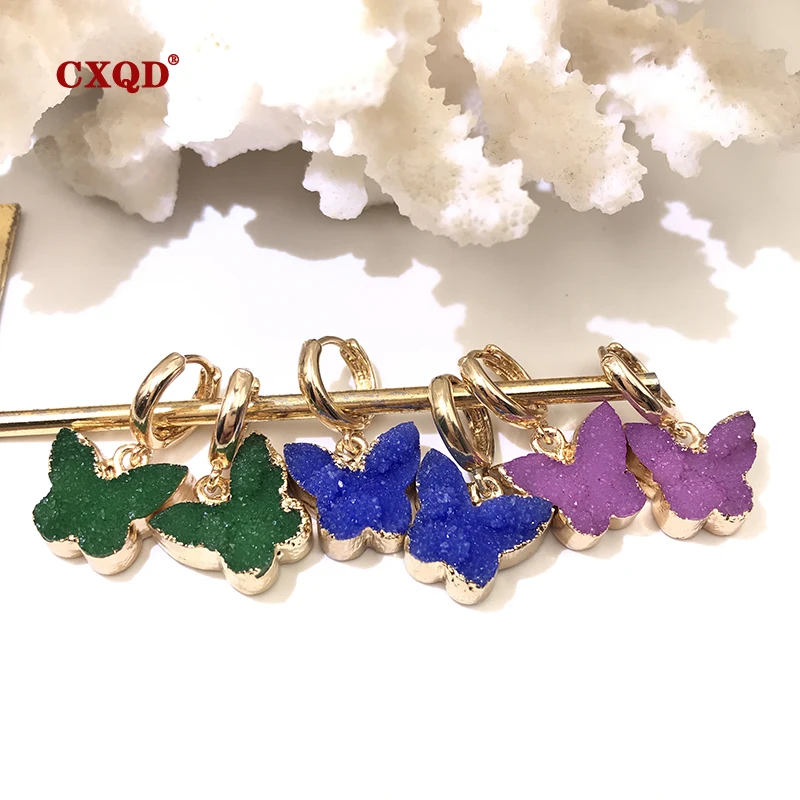 CXQD модные милые женские Висячие серьги бабочки цветные полимерные с животными