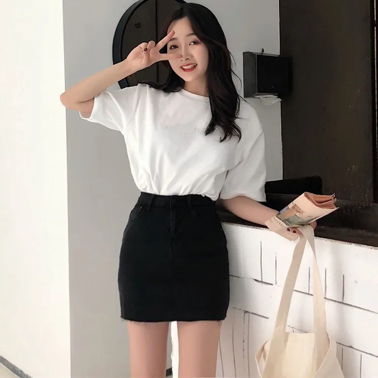 Весенне летняя синяя черная Повседневная джинсовая мини юбка с карманами