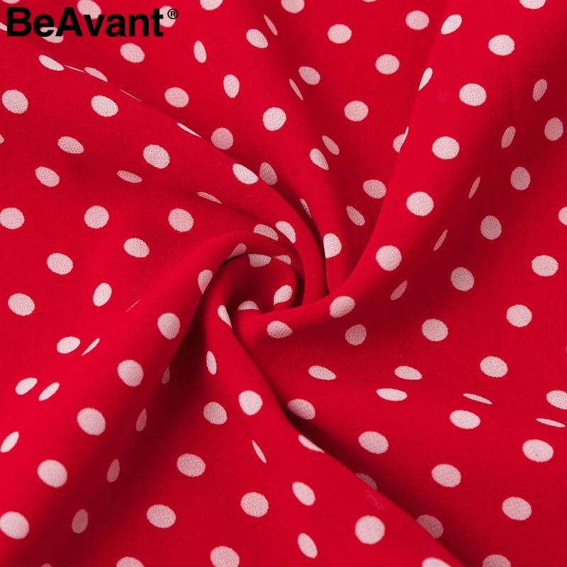 BeAvant, красное платье в горошек, Осень-зима, женское, элегантное, с рукавом-фонариком, длинное, для вечеринок, с рюшами, с круглым вырезом, черное, для девушек, vestidos
