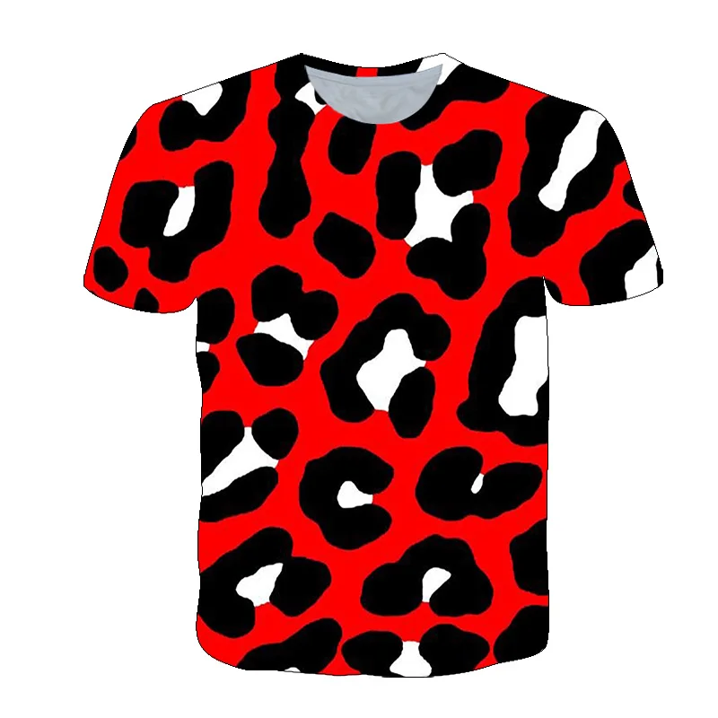 Футболка с леопардовым принтом для мужчин и женщин Детская футболка забавным