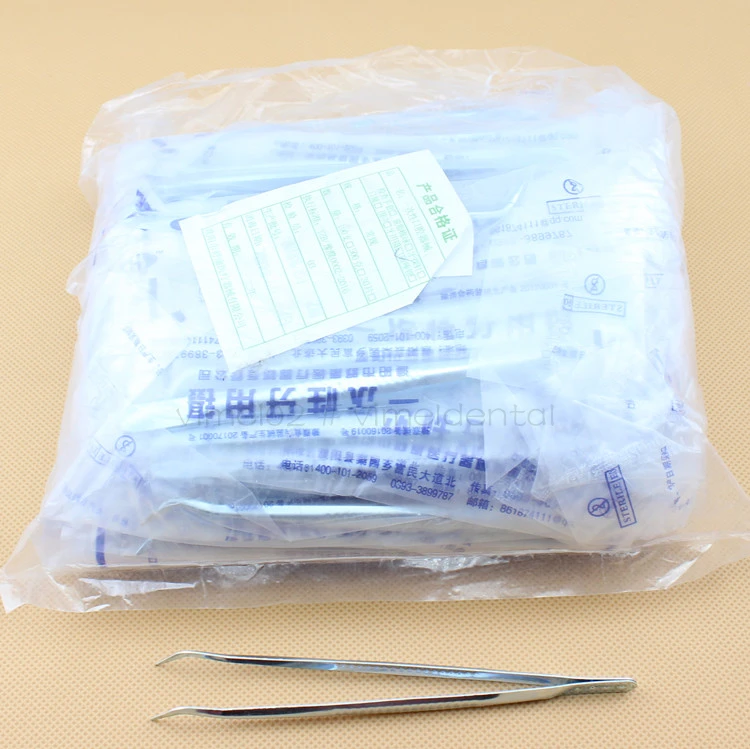 

100pcs Dental Mouth Mirror disposable probe stainless steel tweezers