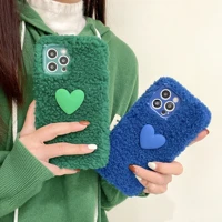 moskado tpu love solid color plush phone case for iphone 11 12 13 pro max x xs max xr 7 8 plus mobile phone protective cover