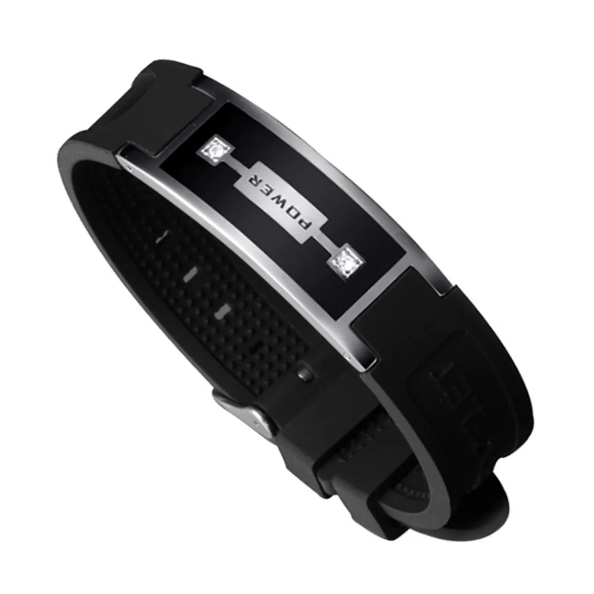 Черный браслет из нержавеющей стали с магнитной энергией био для облегчения боли