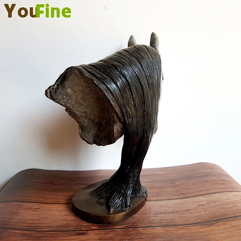 

38*28*15cm Bronze Horse Head Sculpture Horse Head Statue Bronze Finish Sculpture Bronze Animal Bust Statue Desktop Home Decor