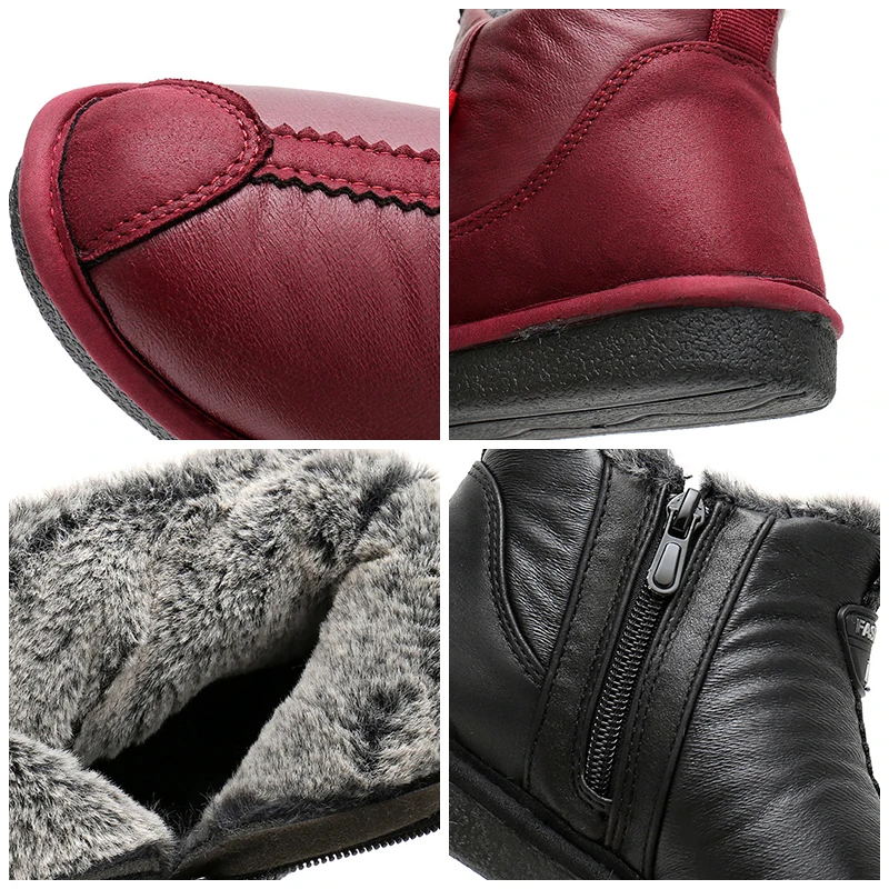 

Women Snow Boots Warm Short Plush Fur Winter Ankle Boot Plus Size Platform Ladies Zip Shoes Female Comfort Shoes Large Size 40