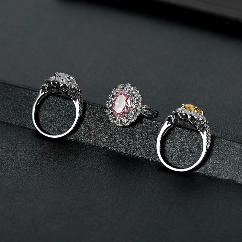 

Knobspin 100% 925 Sterling Silver Round Wedding Engagement Rings For Women Full High Carbon Diamond Fine Jewelry Wholesale