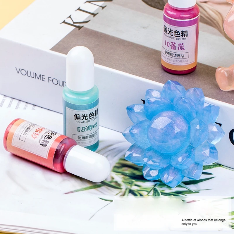 

12 Color Epoxy Resin Pigment Pearl Liquid Resin Colorant Polarizing Pigment Kit R7RF