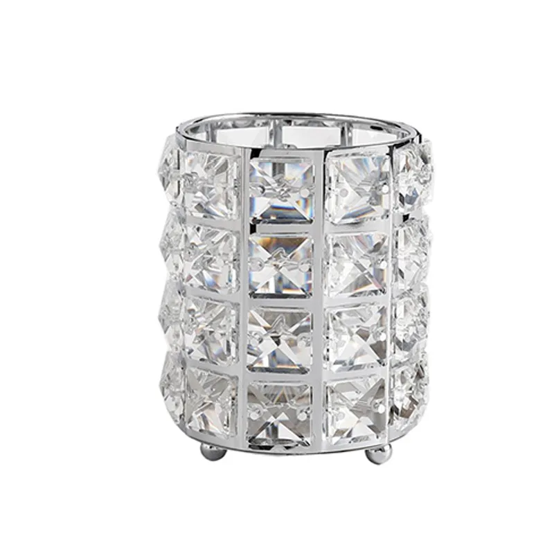 Косметичка для хранения кистей горшок Органайзер Золотой Кристалл Bling Косметическая кисть карандаш держатель подсвечник контейнер для хранения - Цвет: A Silver