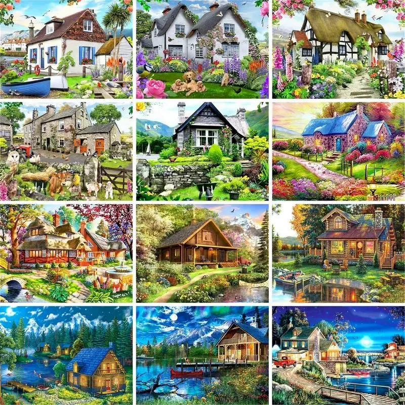 GATYZTORY 60x7 5 см Рисование по номерам Безрамная деревенская краска на холсте DIY