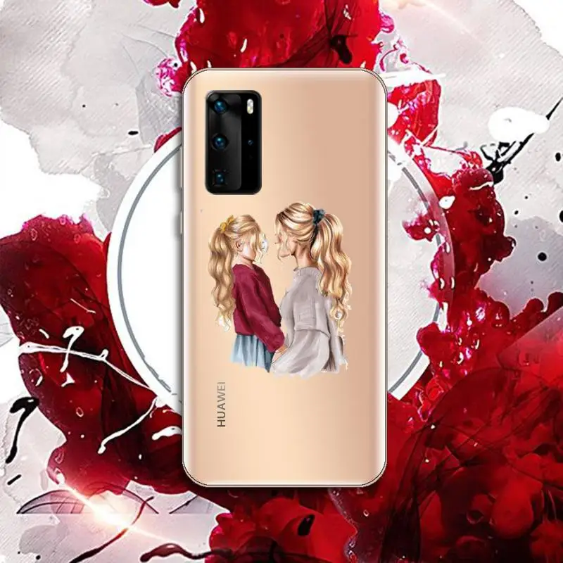 

Cartoon mother baby boy girl Phone Case Transparent for Huawei P honor 8 10i 20 30 40 smart 2019
