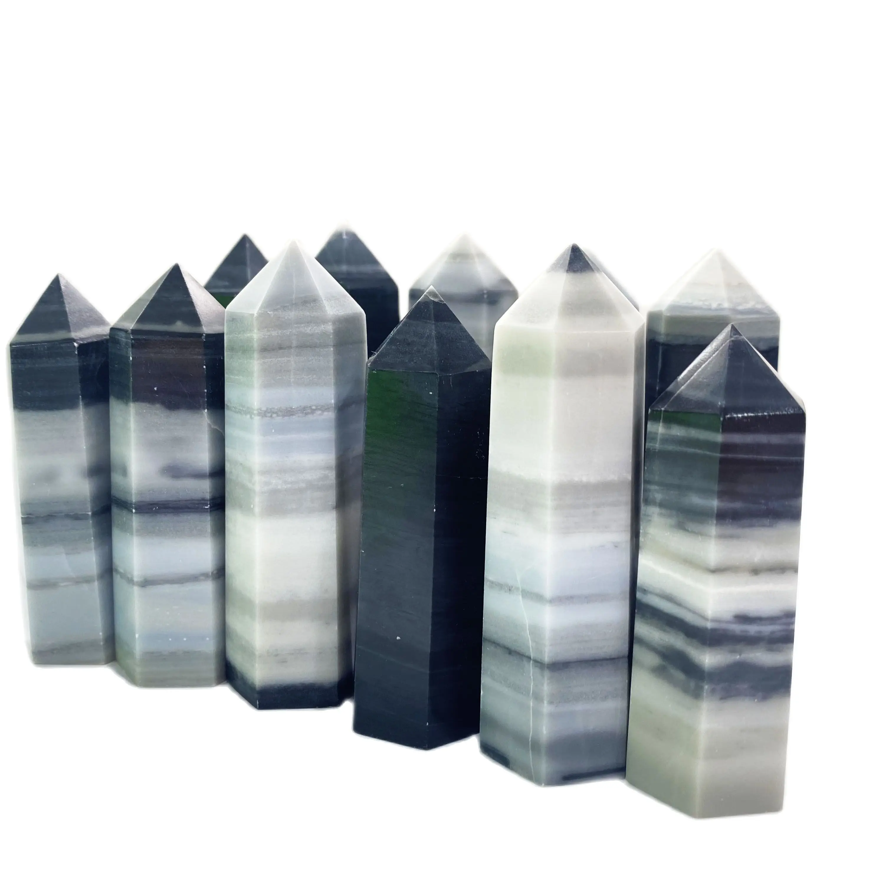 

Natural Stones Crystal Point Tower Taiji Jade Healing Stone Energy Ore Mineral Obelisk Home Ornaments