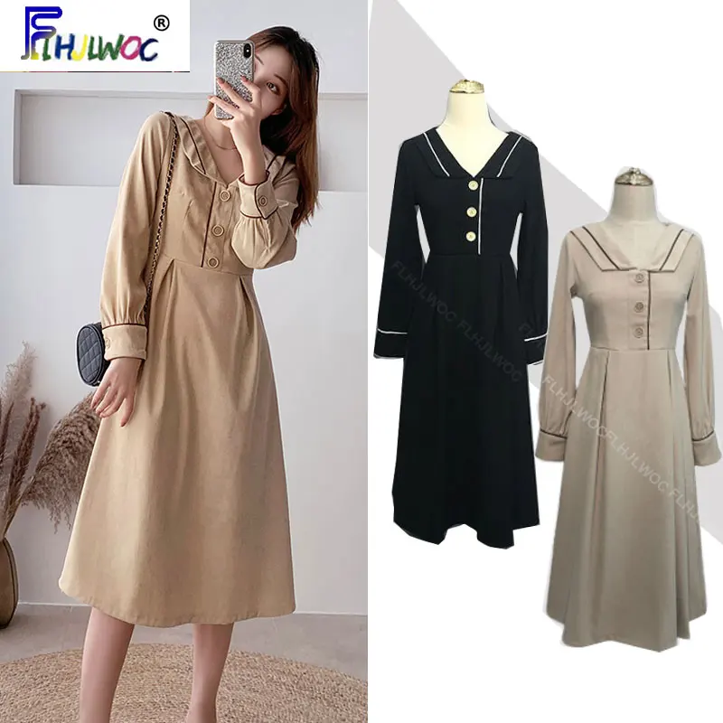 Черные платья 2020 женская одежда в Корейском стиле дизайнерская длинная юбка с