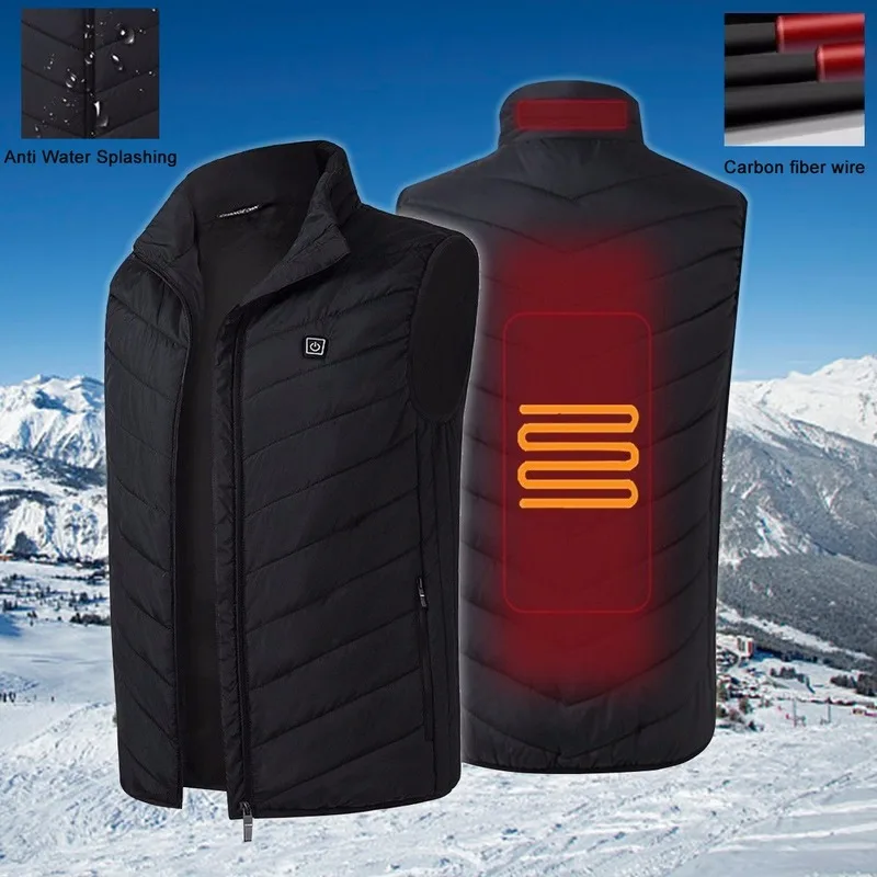 

Safely USB Electric Heated Vest For Man Women WInter Vest Thermal Waistcoat Outdoor Sports Sleeveless Jacket Charging Vest Cloth