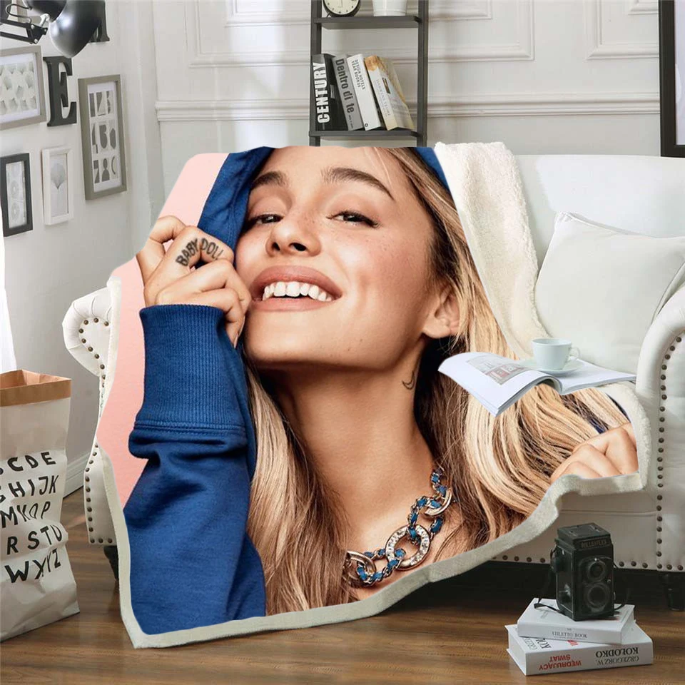 

Ariana Grand Fleece Blanket Plush 3d Printed for Adults Sofa Sherpa Fleece Bedspread Wrap Throw Blanket style-10