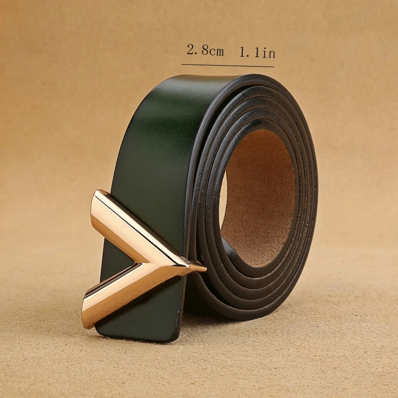 Ремень из натуральной воловьей кожи с V образной пряжкой 2 8 см|Женские ремни| |