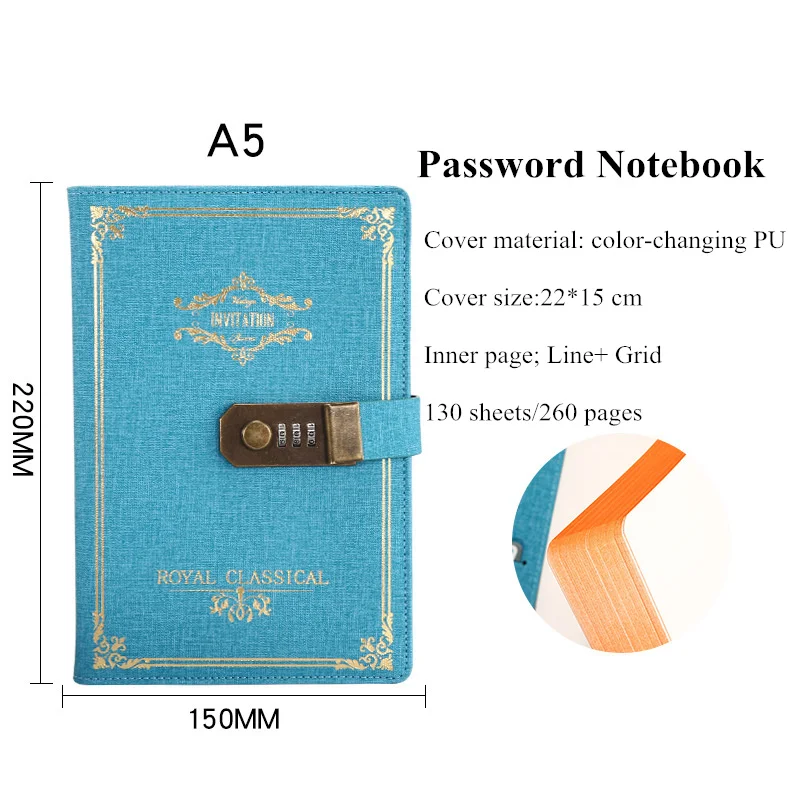 Agenda A5 Business Password Notebook For Gils School Stationery Journal Line-Grid Travel Daily Planner Kawaii Office Supplies | Канцтовары