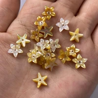 6pcs mother of pearl shell beads flower shaped yellow shell for jewelry making bracelet earring handiwork sewing accessory