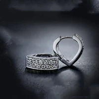nice shipping gold color heart cz cubic zircon fashion jewelry hoop earrings for women love jewelry gift