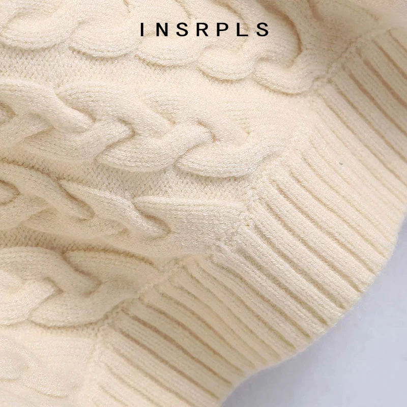 

INSRPLS Women Fashion Hollow Out Cable-knit Sweater Vintage O Neck Long Sleeve Female Pullovers Chic Tops