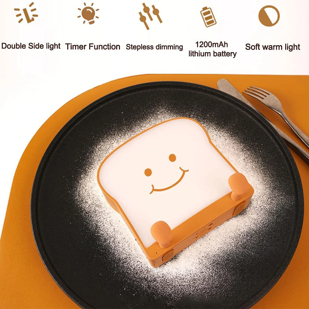 led toast night light with silicone foot phone holder table lamp infinite dimming bread decoration creative lamp free global shipping