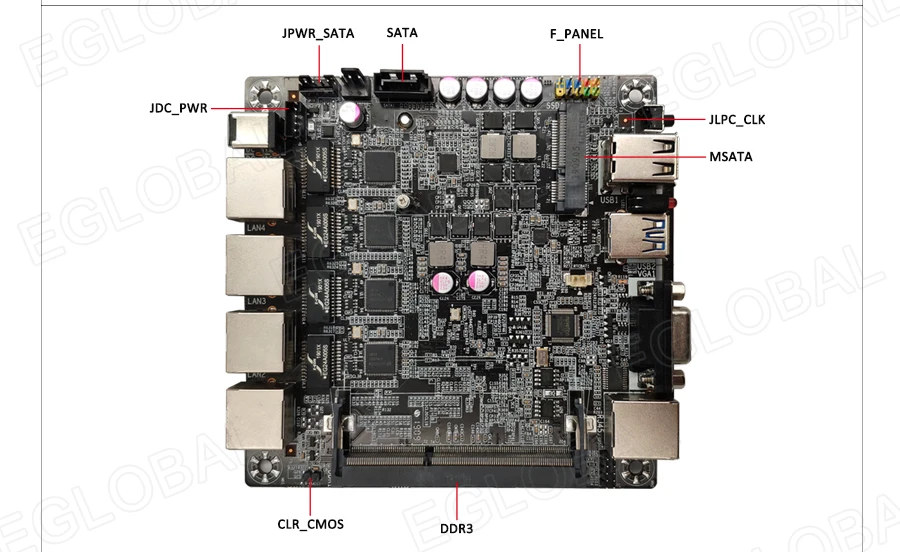 Процессор EGlobal fanless Pfsense, мини-ПК Linux J1900 4 ядра Nano Itx 4* Intel WGI211AT Gigabit RJ45 сетевой брандмауэр маршрутизатор сервер безопасности